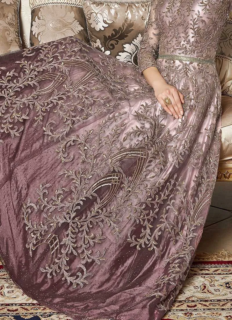 Pink Shaded Heavy Embroidered Gown Style Anarkali
