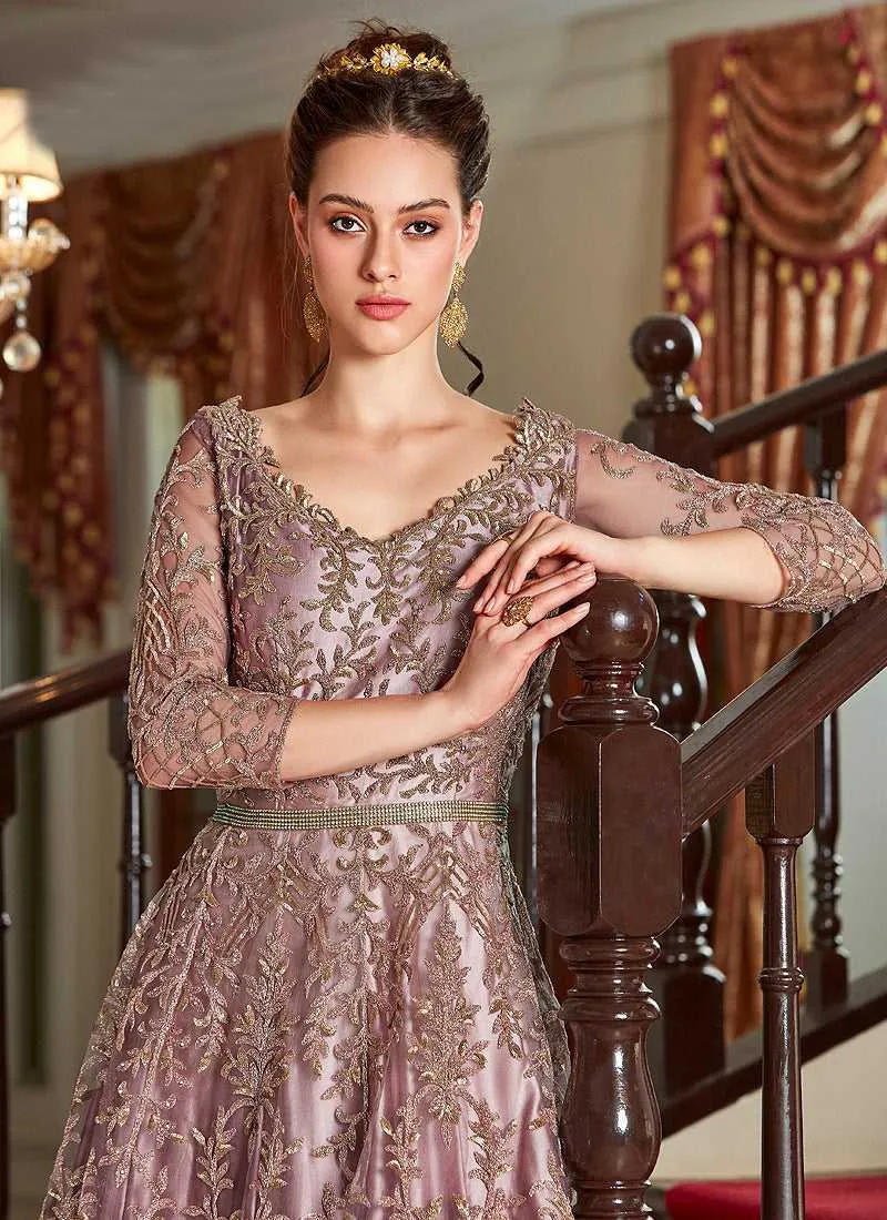 Pink Shaded Heavy Embroidered Gown Style Anarkali