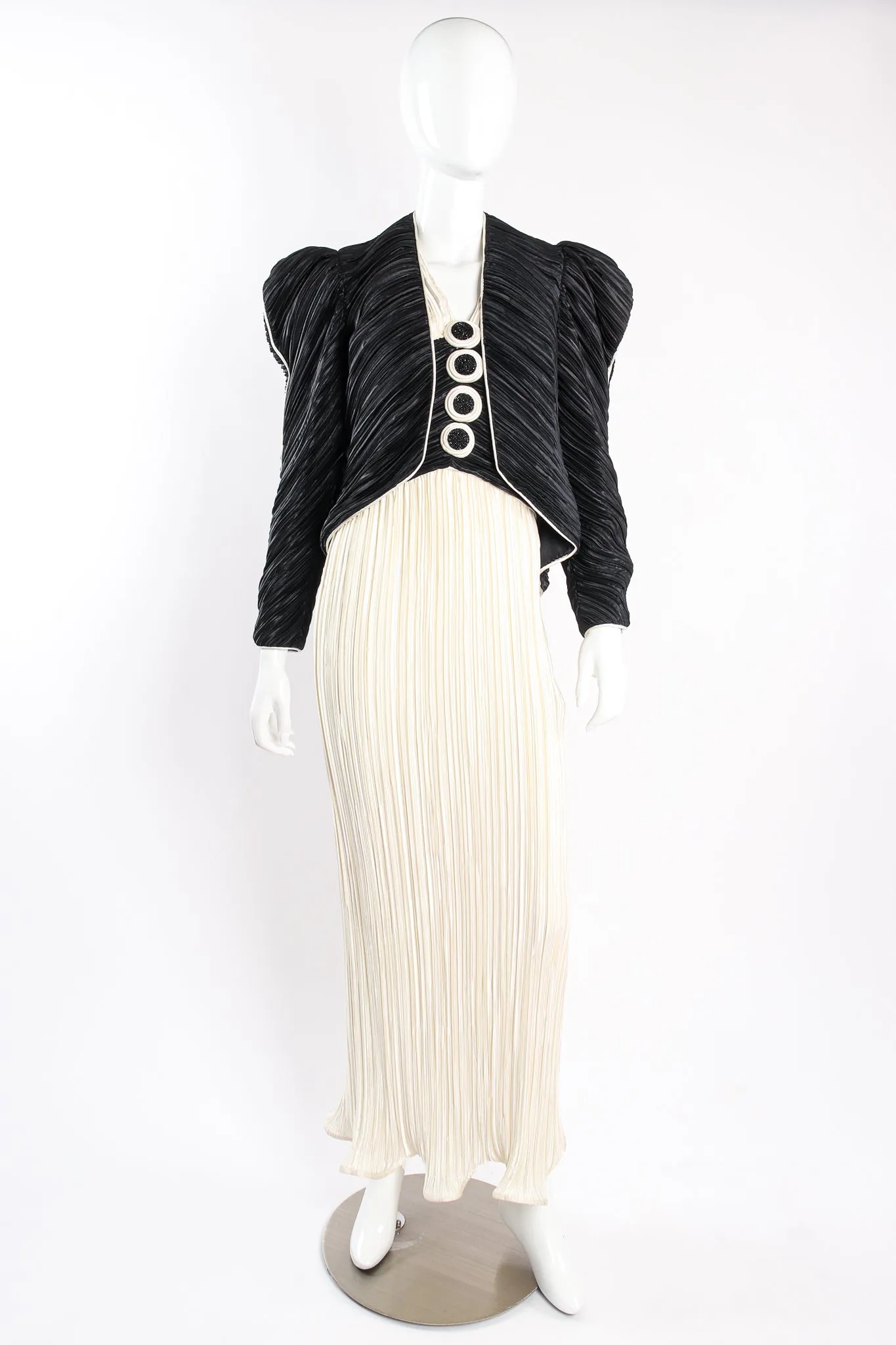 Pleated Halter Sheath Gown & Jacket Set