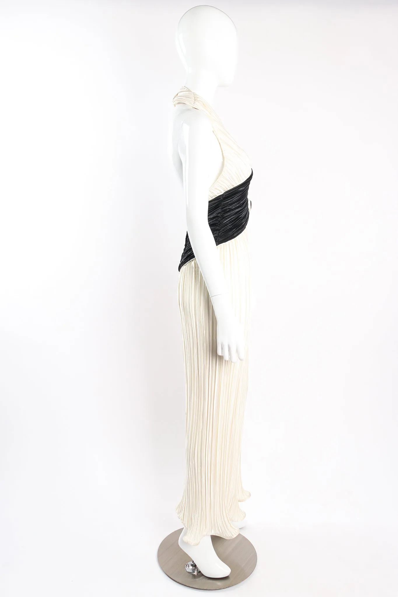 Pleated Halter Sheath Gown & Jacket Set