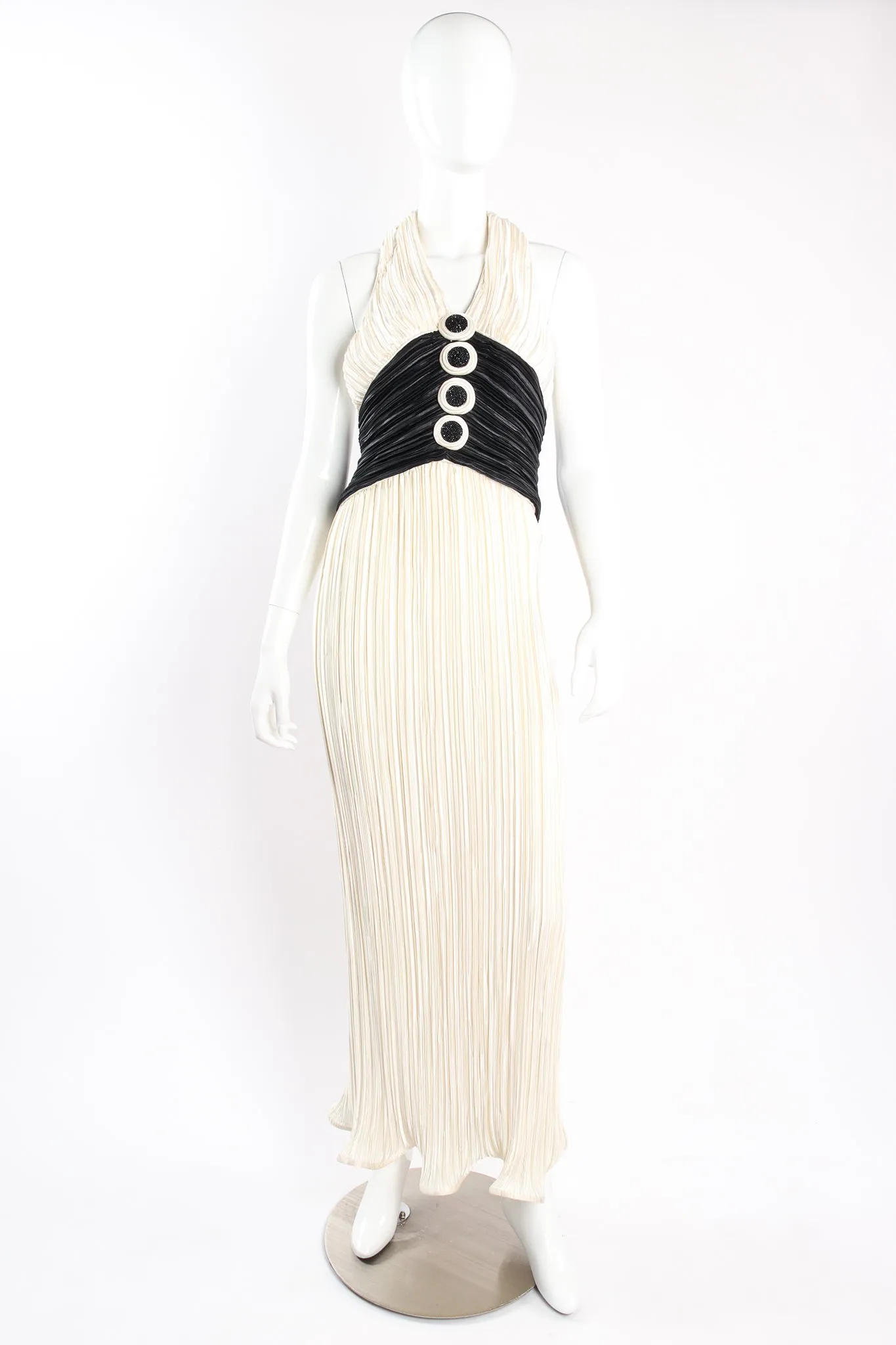 Pleated Halter Sheath Gown & Jacket Set