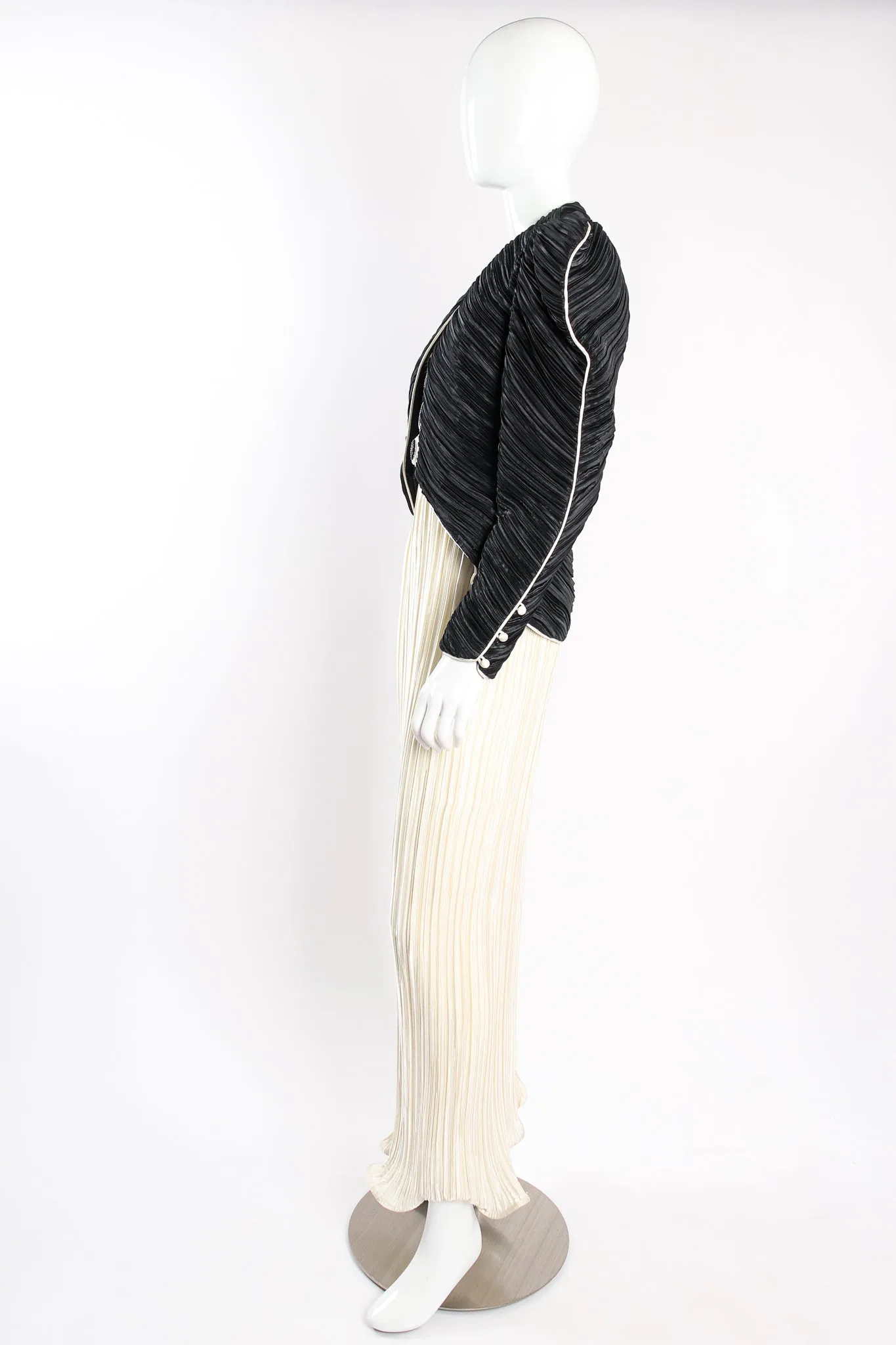 Pleated Halter Sheath Gown & Jacket Set