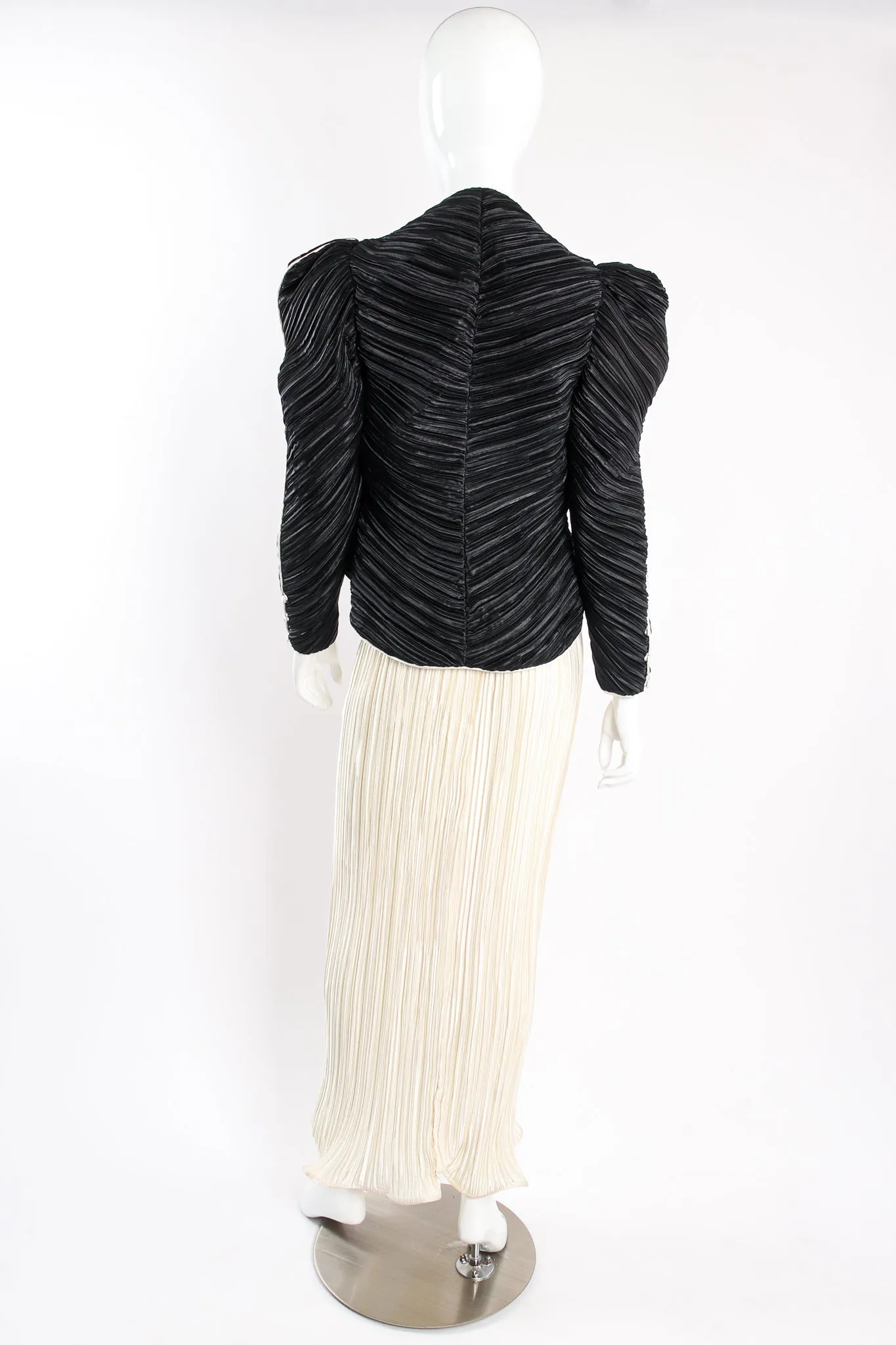 Pleated Halter Sheath Gown & Jacket Set