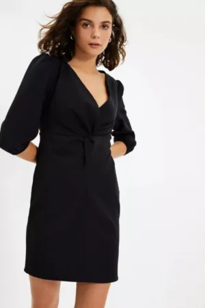 Plunge Neckline Black Dress