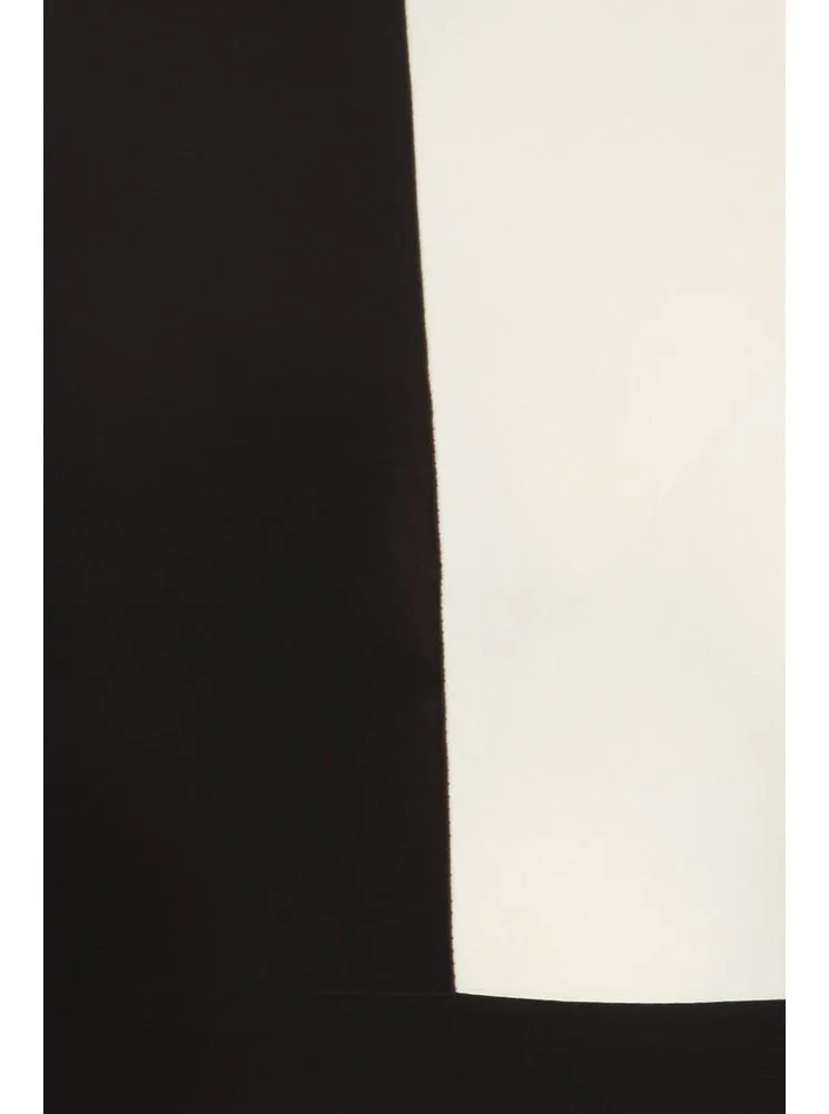 Plus Size Color Block Paneled White Midi Dress