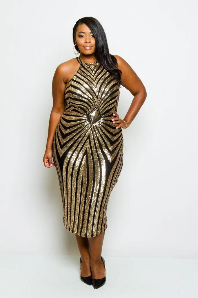 Plus Size Diamond Sparkling Sequin Dress