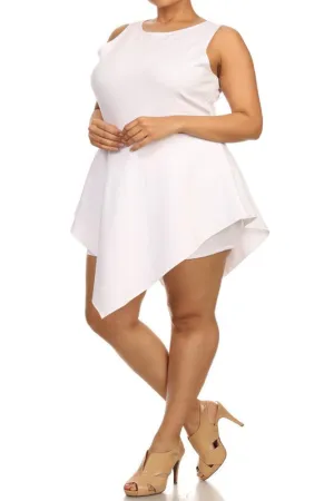 Plus Size Glamorous V Hem Open Back Skater White Dress