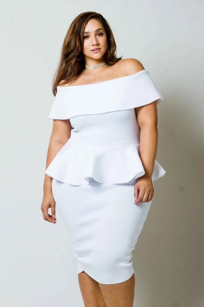 Plus Size Peplum Sexy Off Shoulder Dress