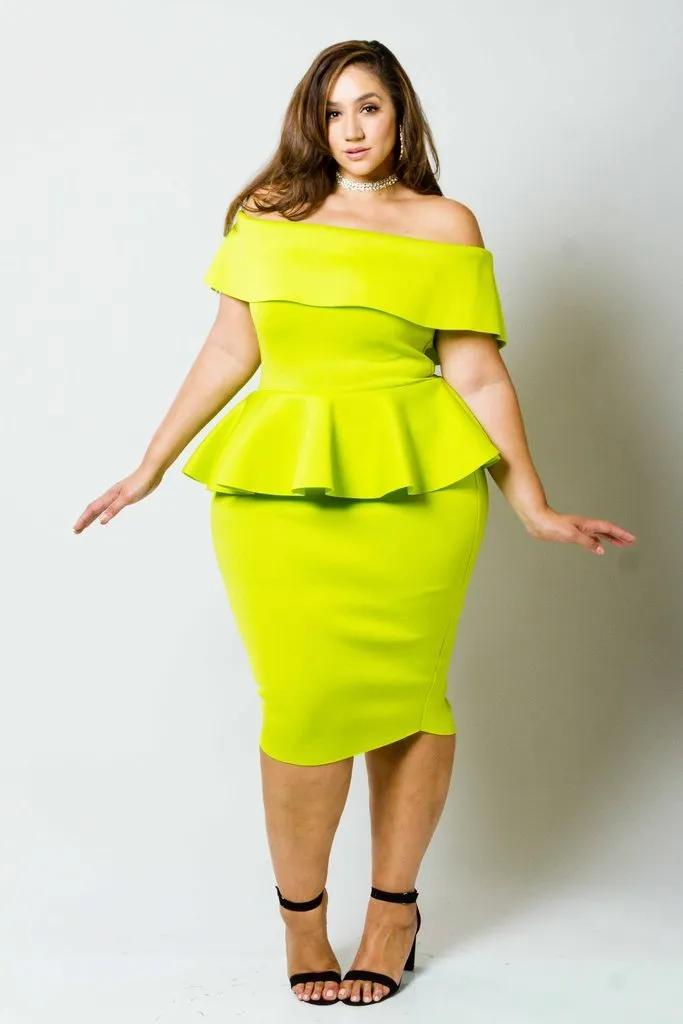 Plus Size Peplum Sexy Off Shoulder Dress