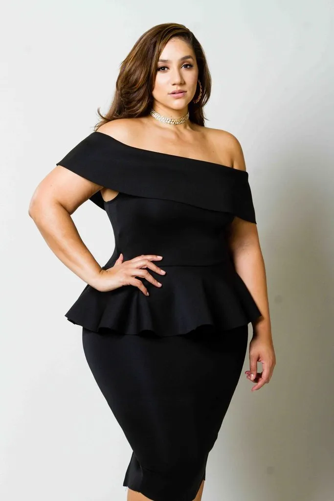 Plus Size Peplum Sexy Off Shoulder Dress