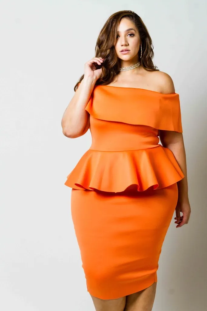 Plus Size Peplum Sexy Off Shoulder Dress