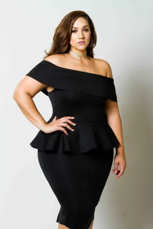 Plus Size Peplum Sexy Off Shoulder Dress