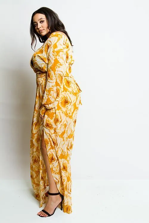 Plus Size Sexy Off Shoulder Gorgeous Maxi Floral Gown