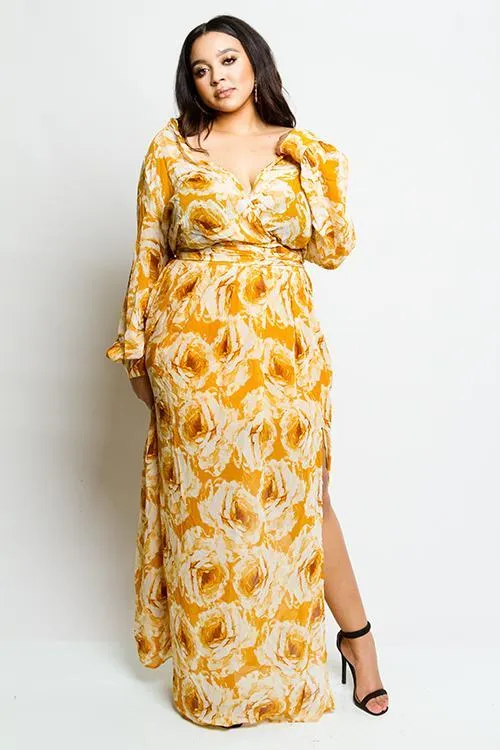 Plus Size Sexy Off Shoulder Gorgeous Maxi Floral Gown