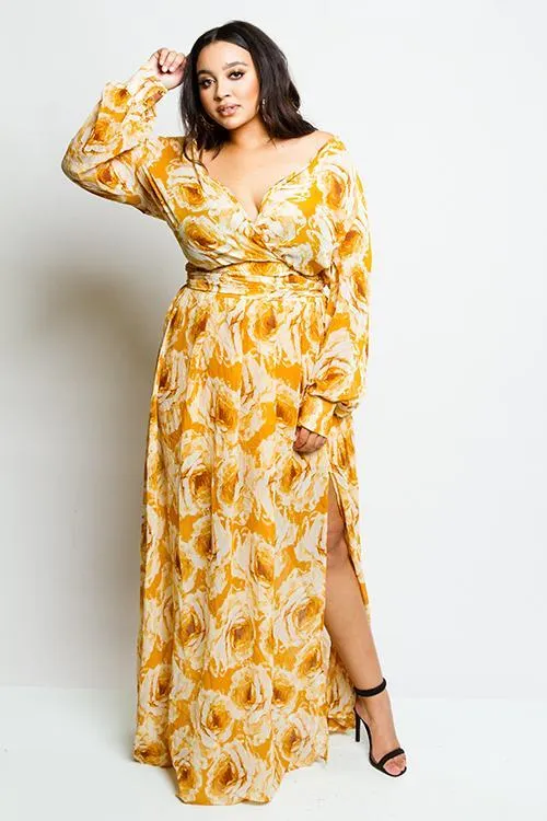 Plus Size Sexy Off Shoulder Gorgeous Maxi Floral Gown