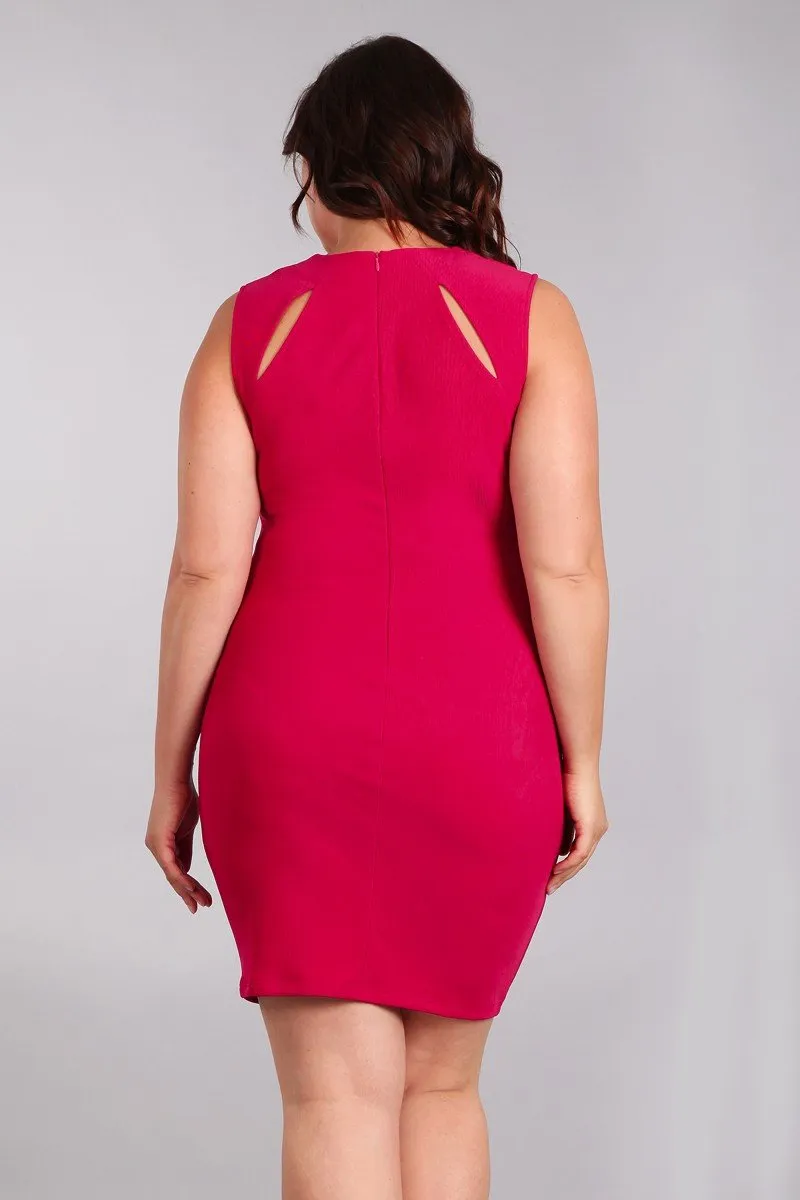 Plus Size Slit Accent Neckline Bodycon Dress