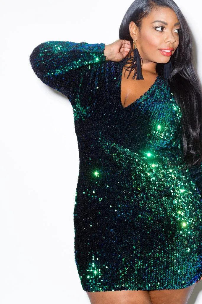 Plus Size Sparkling Sequin Mini Dress