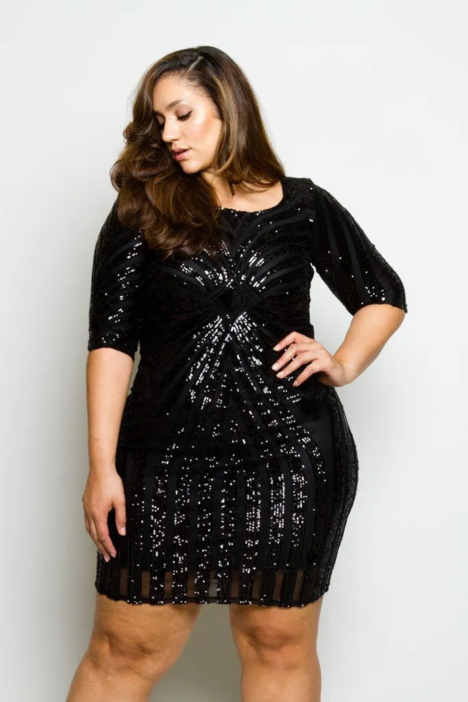 Plus Size Sparkling Sequin Sexy Bodycon Cocktail Dress [SALE]