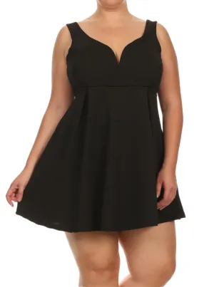 Plus Size Sweetheart Black Skater Dress