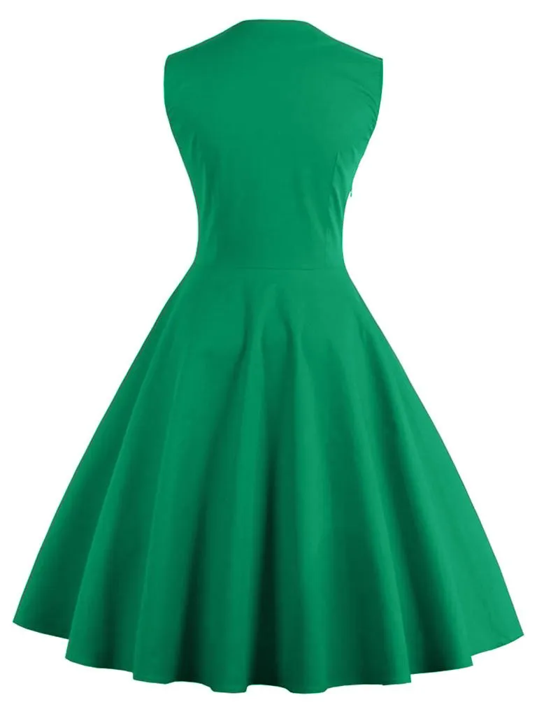 Polka Dot Square Neck Slim Fit Vintage Dress