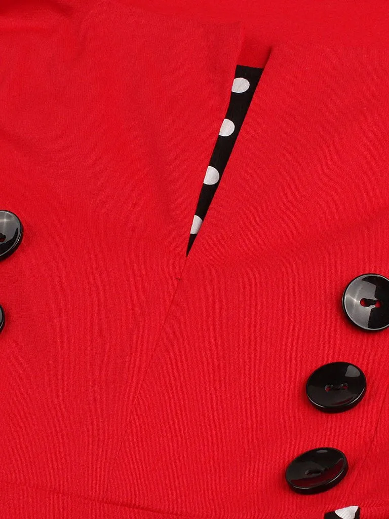 Polka Dot Square Neck Slim Fit Vintage Dress