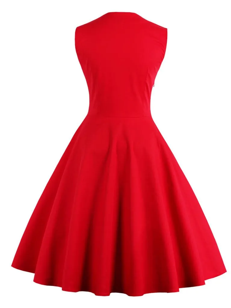 Polka Dot Square Neck Slim Fit Vintage Dress