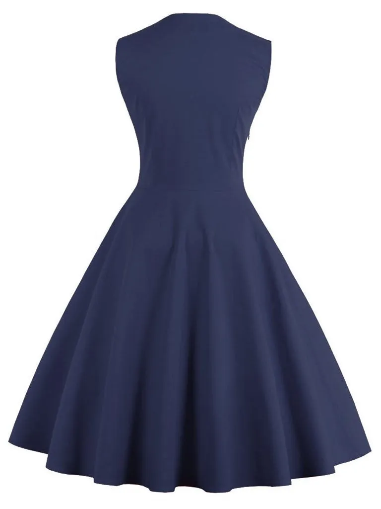 Polka Dot Square Neck Slim Fit Vintage Dress