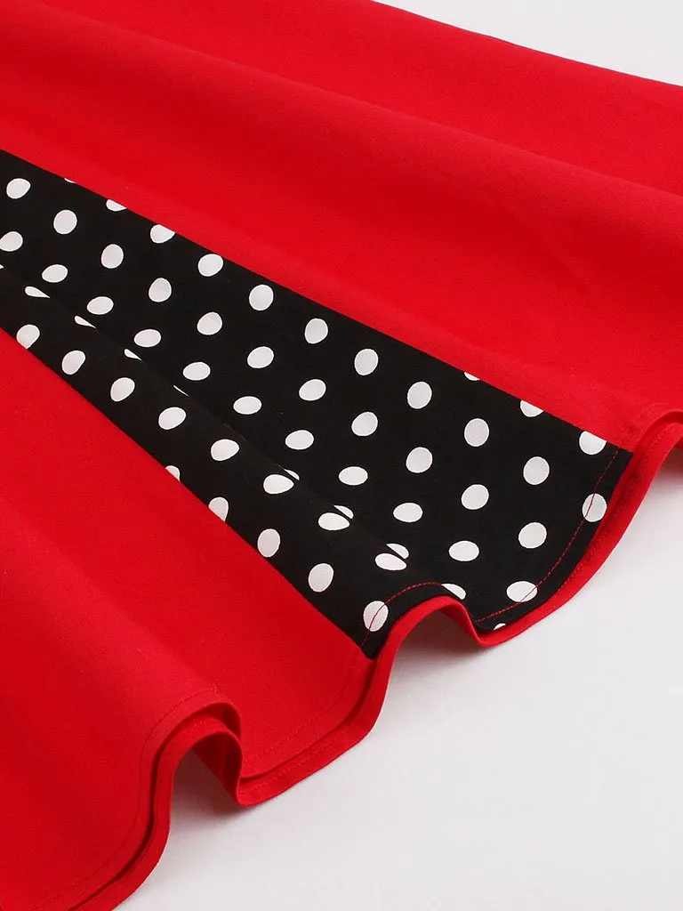 Polka Dot Square Neck Slim Fit Vintage Dress