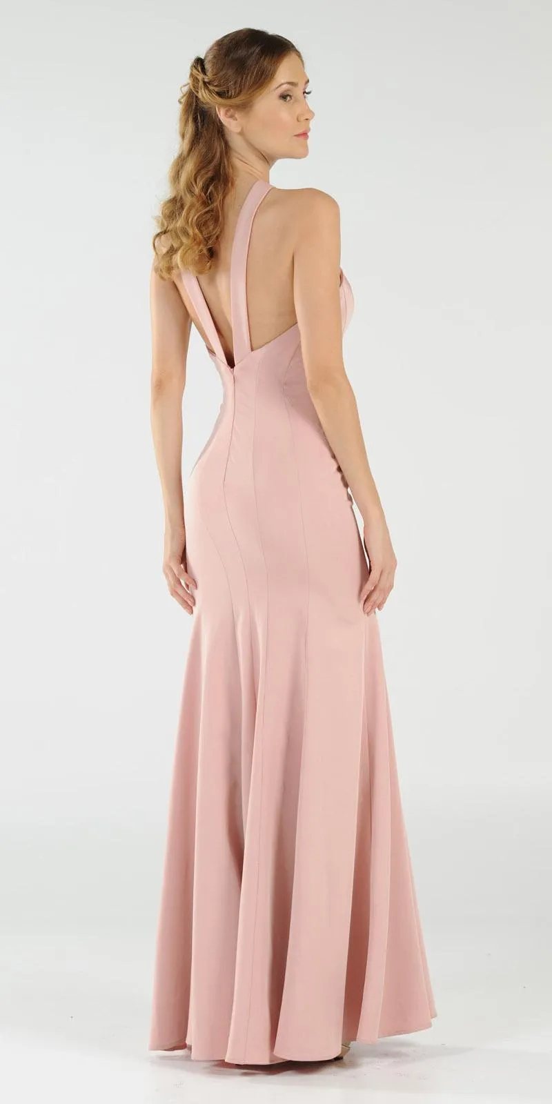 Poly USA 8058 Keyhole Bodice Fit and Flare Long Dress