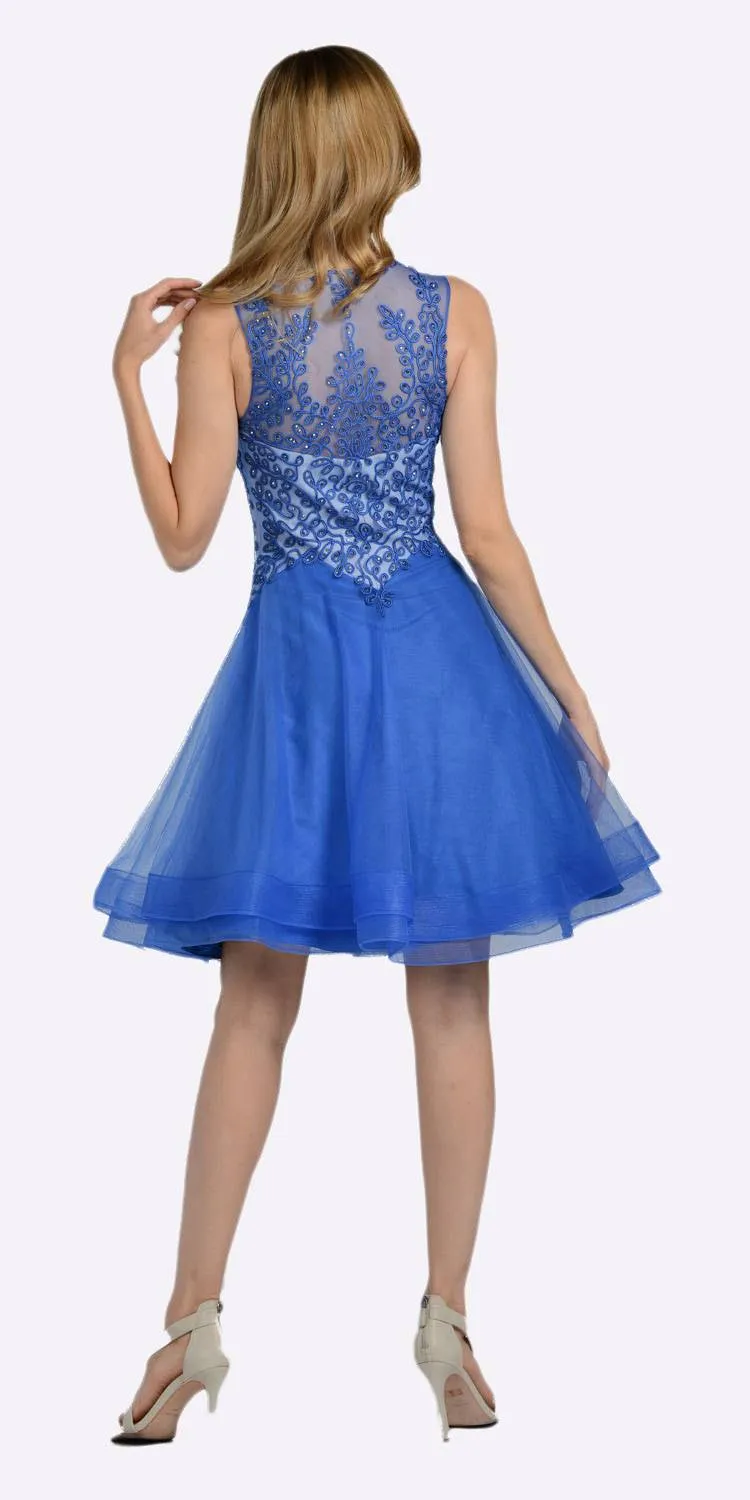 Poly USA 8072 Embroidered Top Knee Length Dress