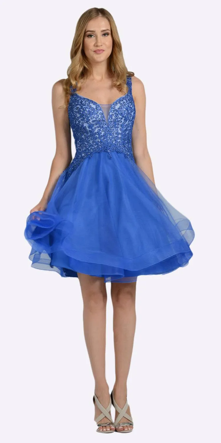 Poly USA 8072 Embroidered Top Knee Length Dress