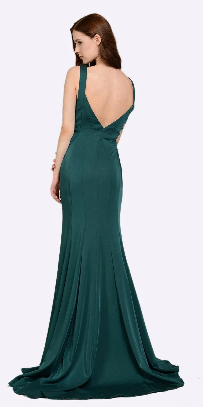 Poly USA 8152 V-Neck and Back Fitted Jersey Gown Sleeveless