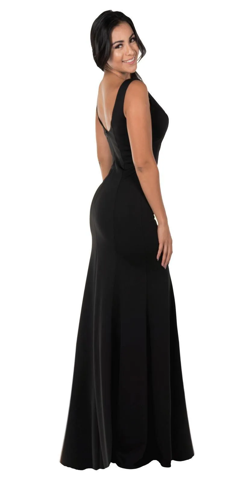 Poly USA 8152 V-Neck and Back Fitted Jersey Gown Sleeveless