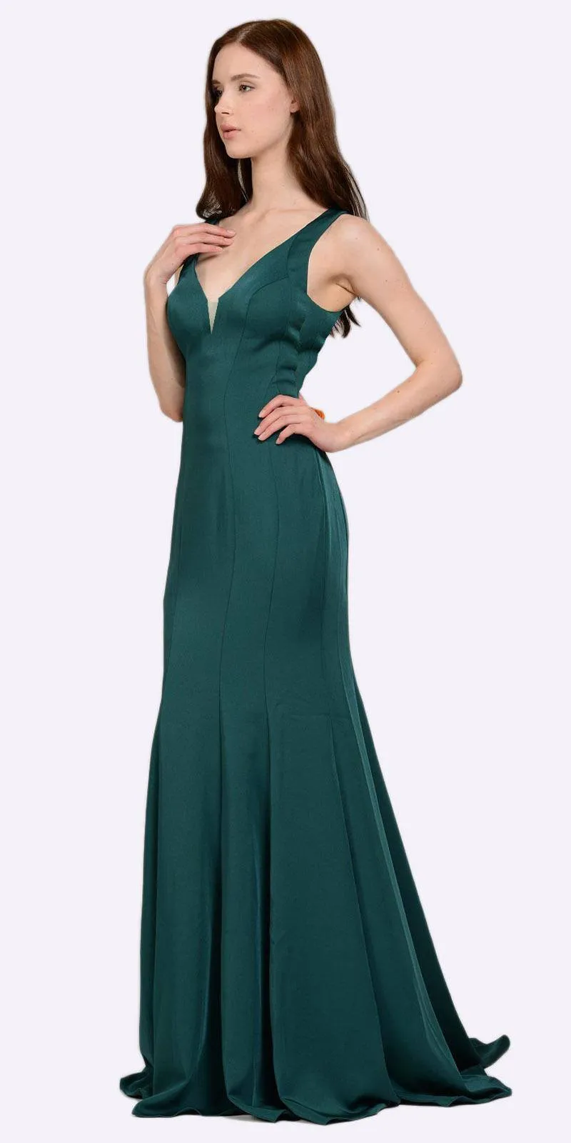 Poly USA 8152 V-Neck and Back Fitted Jersey Gown Sleeveless