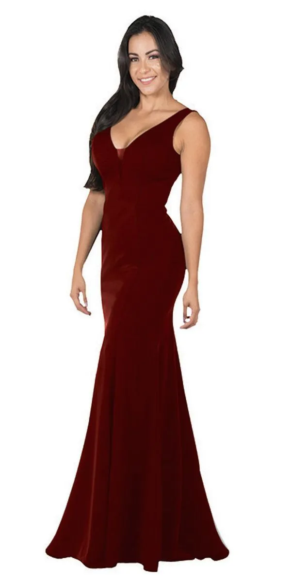 Poly USA 8152 V-Neck and Back Fitted Jersey Gown Sleeveless