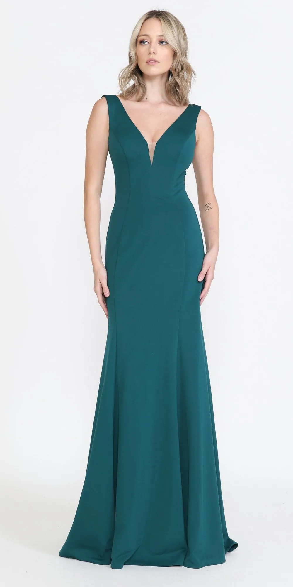 Poly USA 8152 V-Neck and Back Fitted Jersey Gown Sleeveless