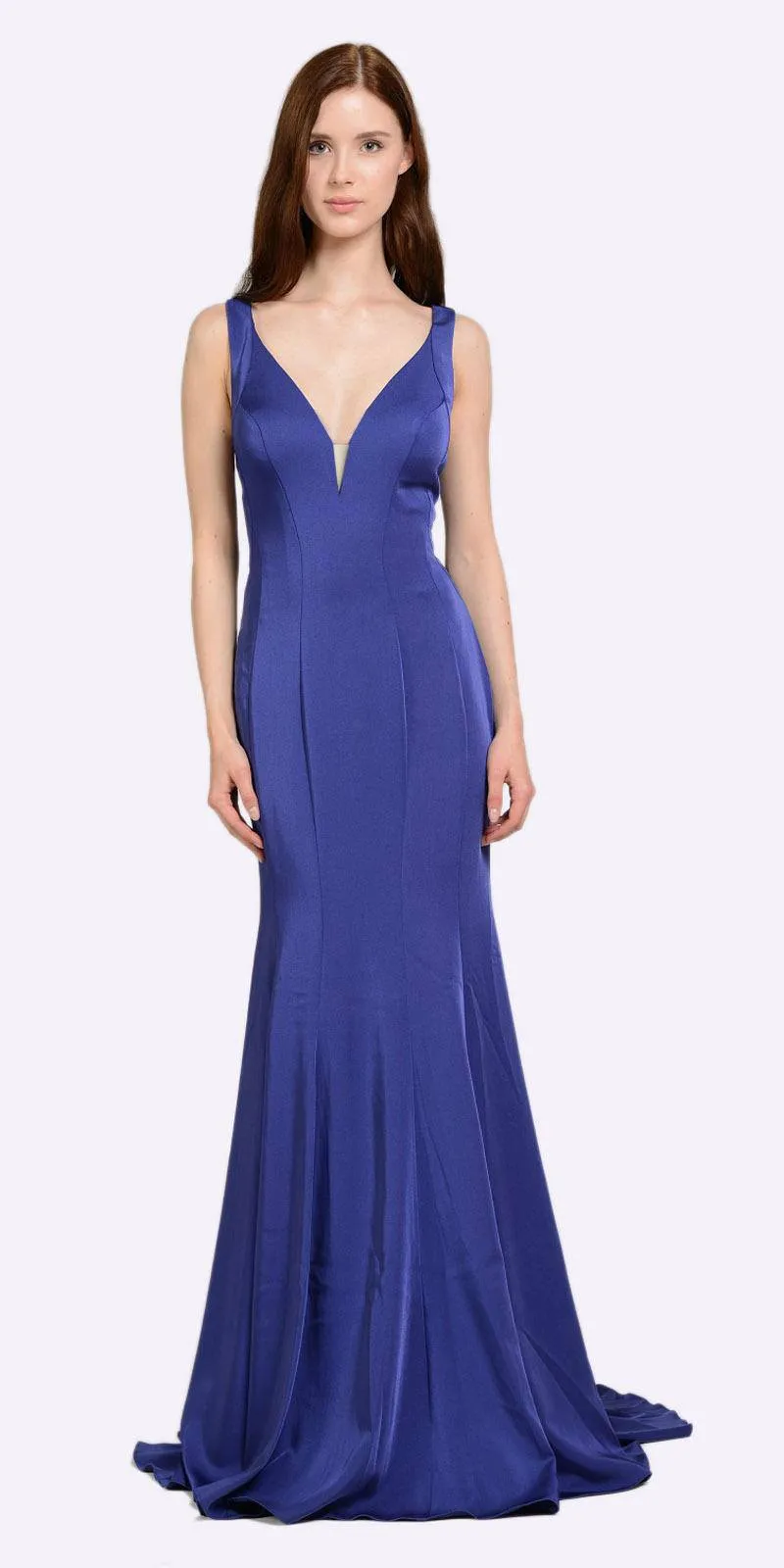 Poly USA 8152 V-Neck and Back Fitted Jersey Gown Sleeveless
