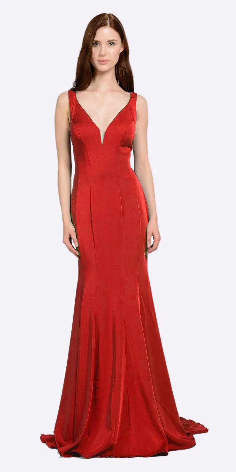 Poly USA 8152 V-Neck and Back Fitted Jersey Gown Sleeveless