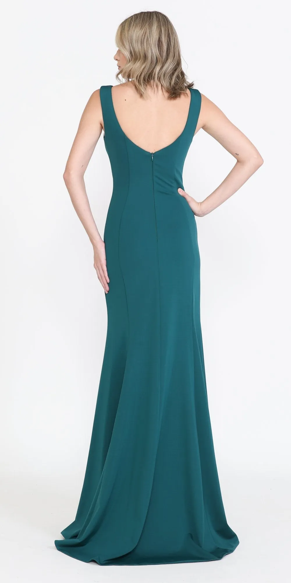 Poly USA 8152 V-Neck and Back Fitted Jersey Gown Sleeveless