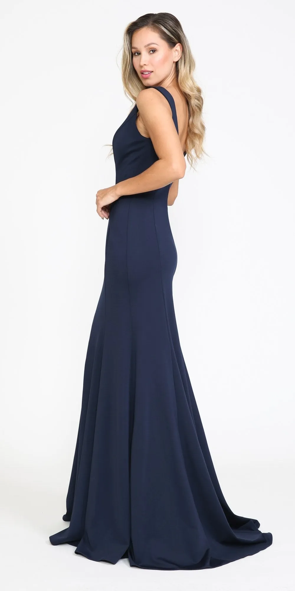 Poly USA 8152 V-Neck and Back Fitted Jersey Gown Sleeveless