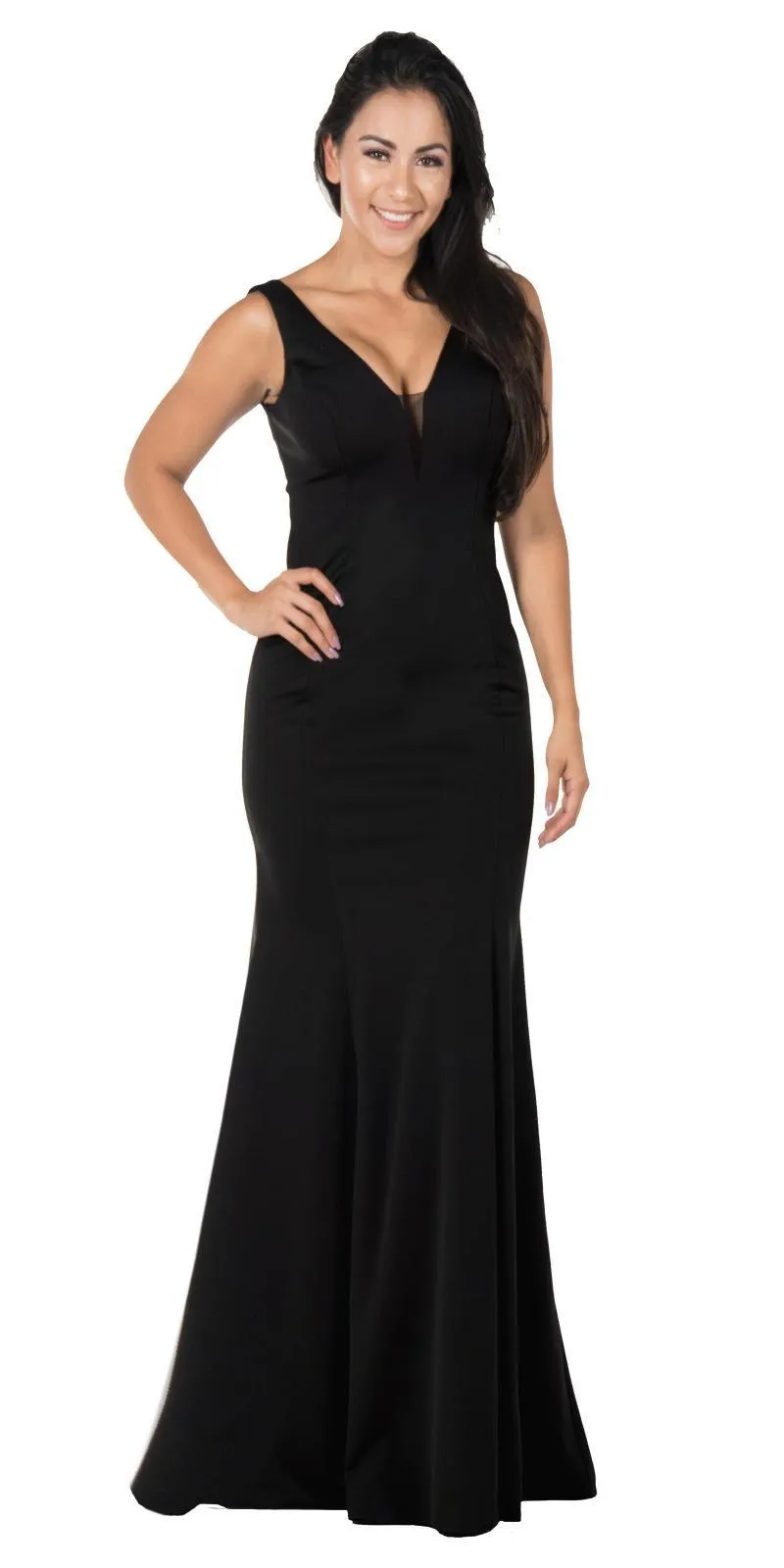 Poly USA 8152 V-Neck and Back Fitted Jersey Gown Sleeveless
