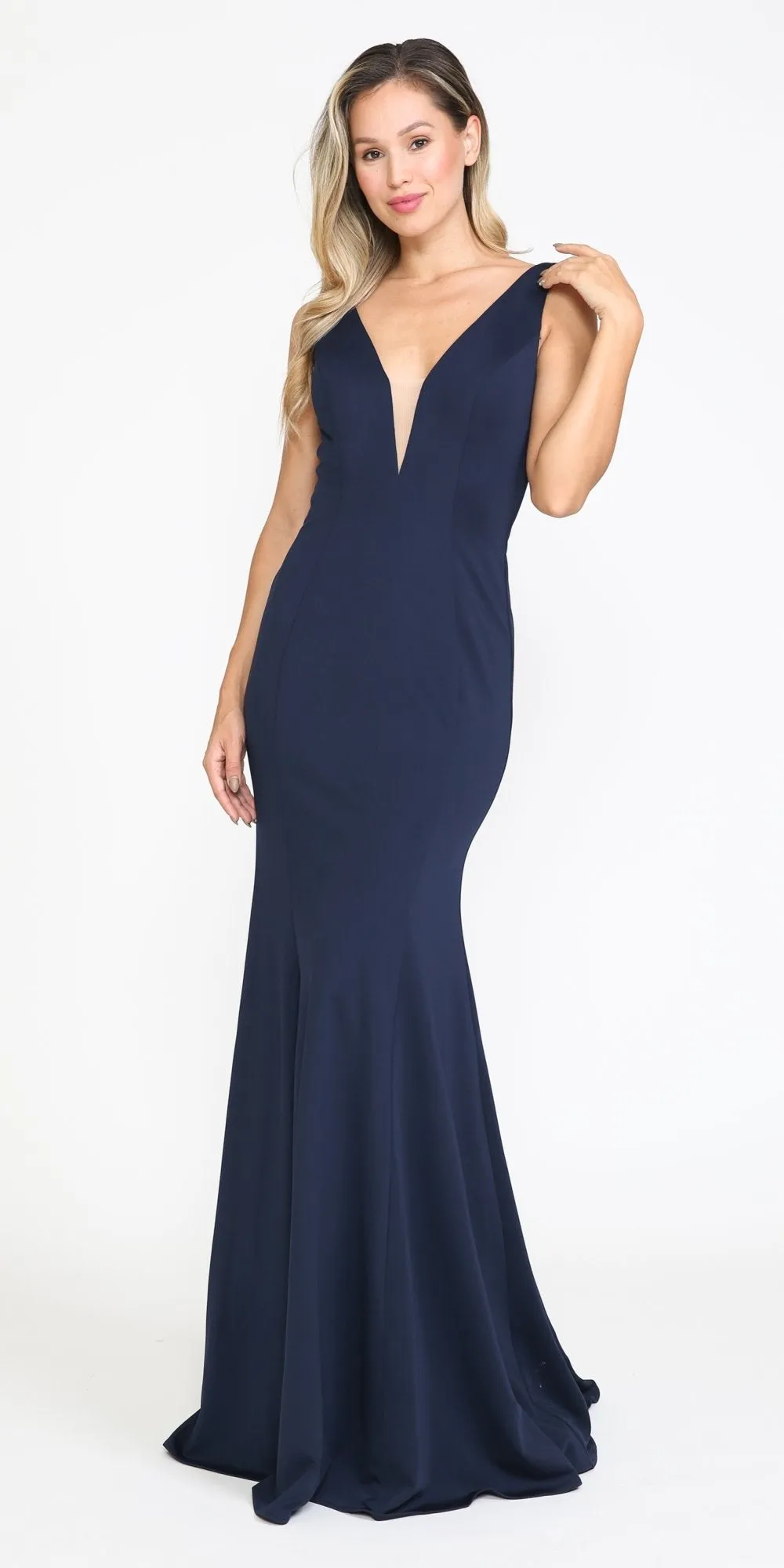 Poly USA 8152 V-Neck and Back Fitted Jersey Gown Sleeveless