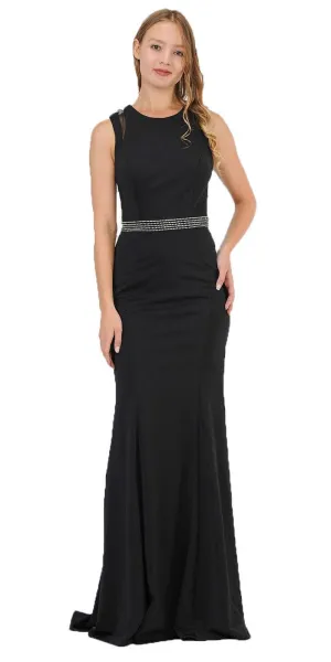 Poly USA 8230 Sleeveless Long Prom Dress Beaded Open Back