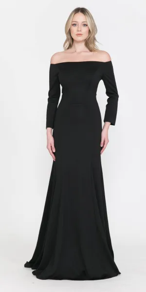 Poly USA 8378 Off-Shoulder Long Dress with Long Sleeves