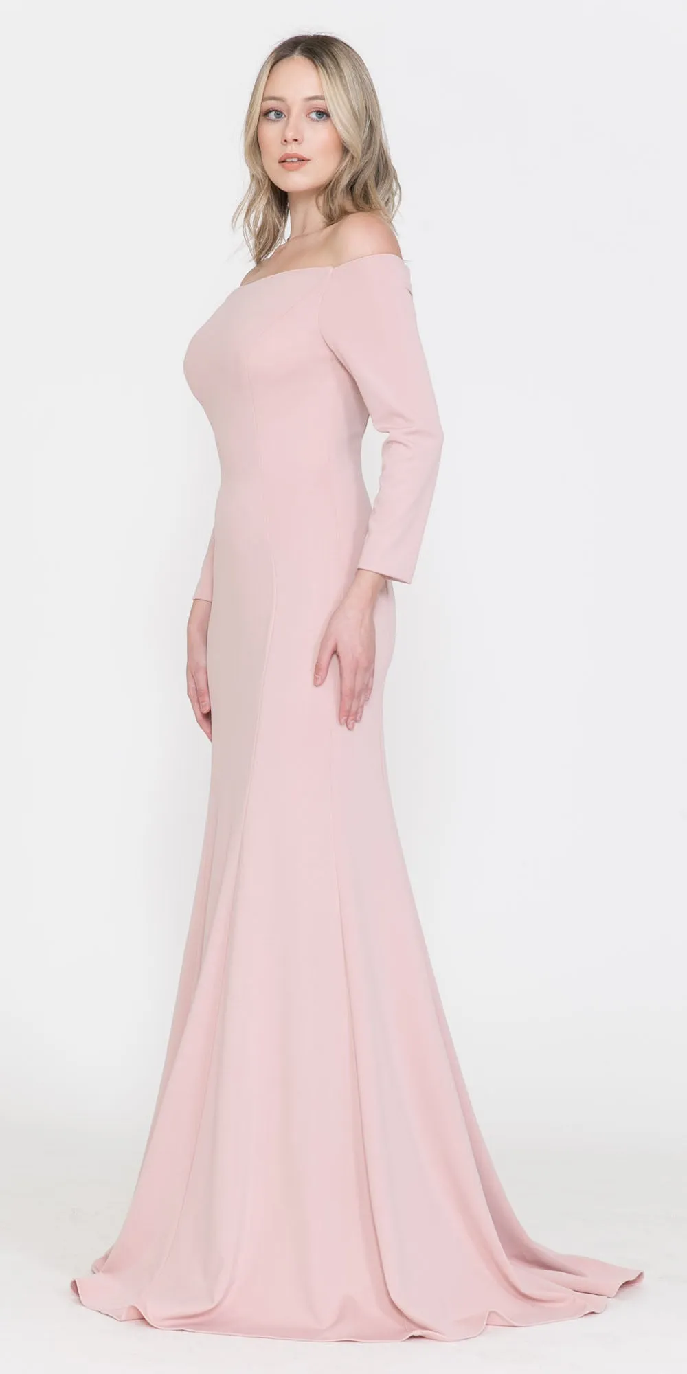 Poly USA 8378 Off-Shoulder Long Dress with Long Sleeves