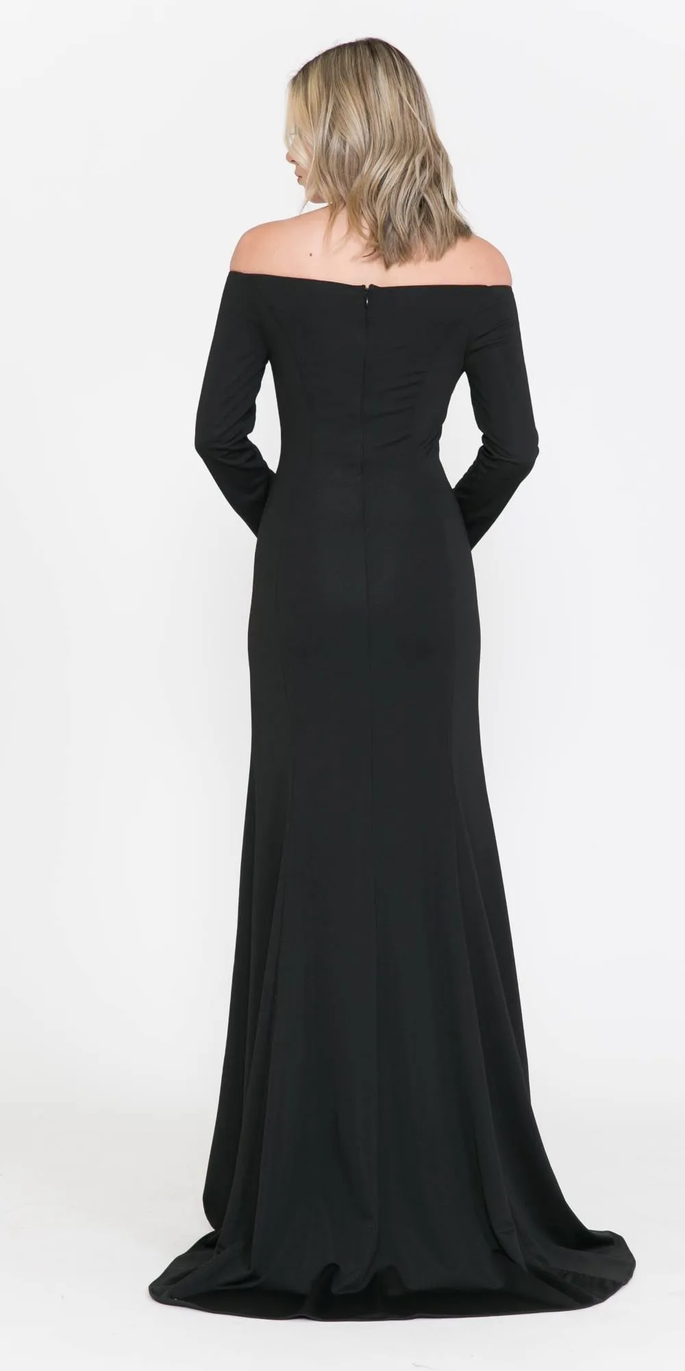 Poly USA 8378 Off-Shoulder Long Dress with Long Sleeves