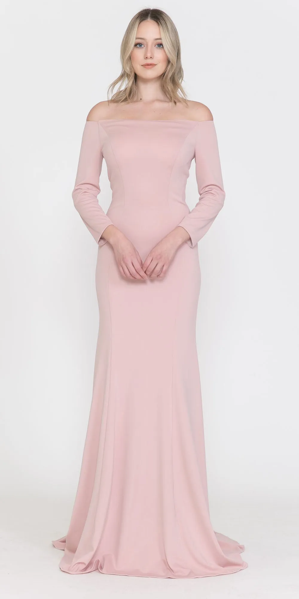 Poly USA 8378 Off-Shoulder Long Dress with Long Sleeves
