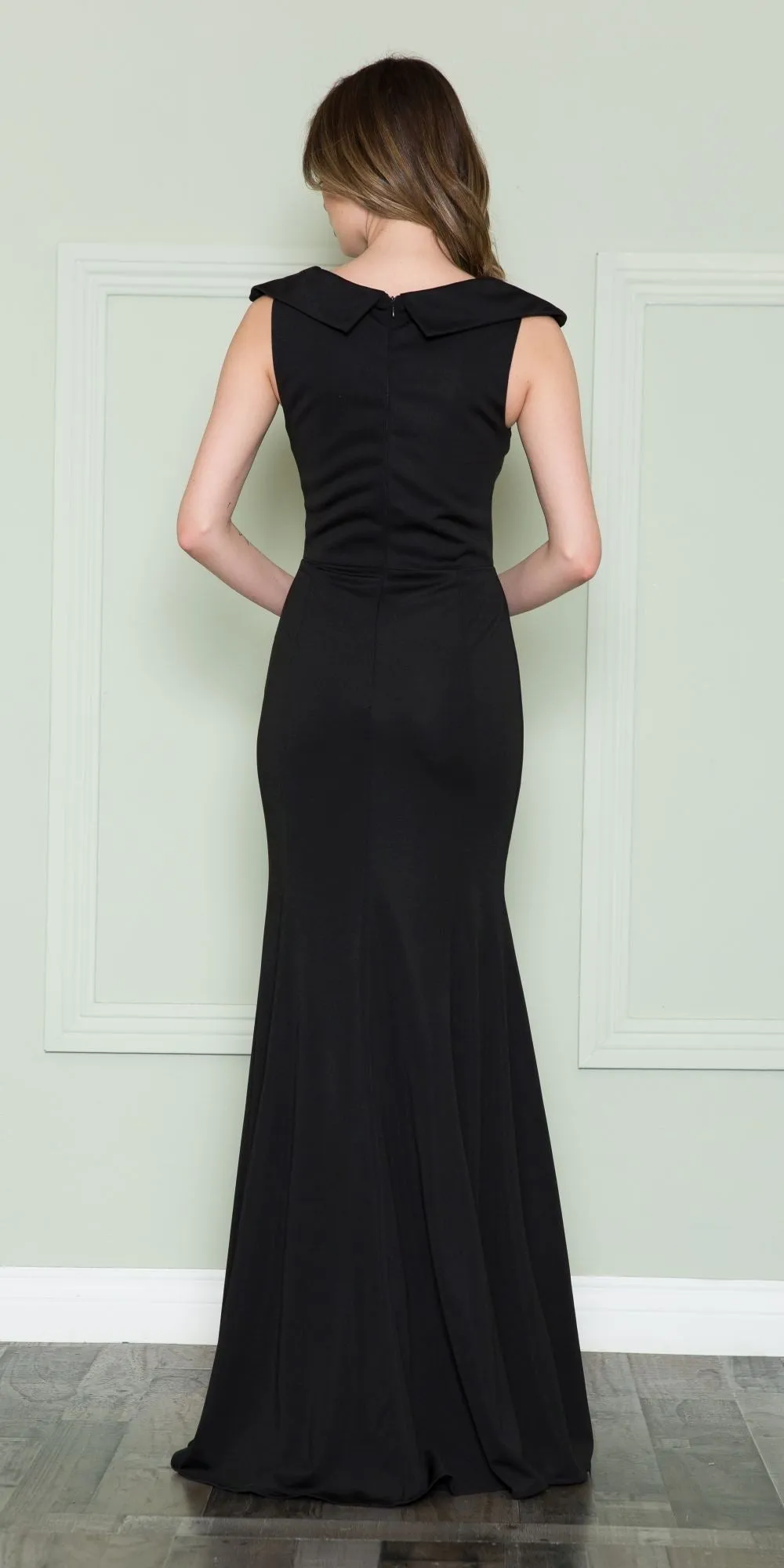 Poly USA 8726 Floor Length Formal Gown V-Neckline