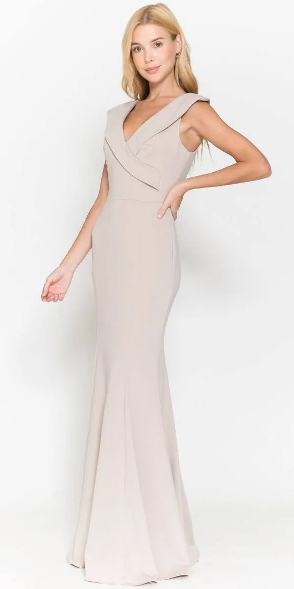 Poly USA 8726 Floor Length Formal Gown V-Neckline
