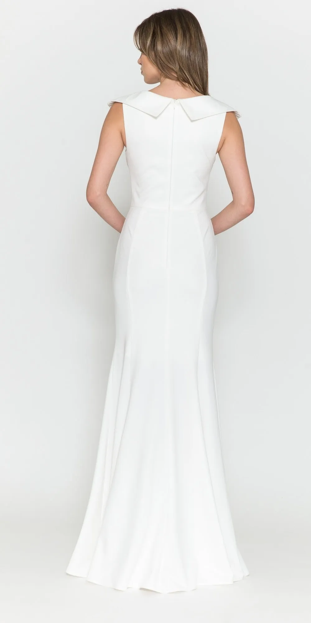 Poly USA 8726 Floor Length Formal Gown V-Neckline